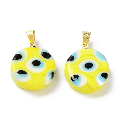 Handmade Evil Eye Lampwork Pendants LAMP-F030-01G-01-1