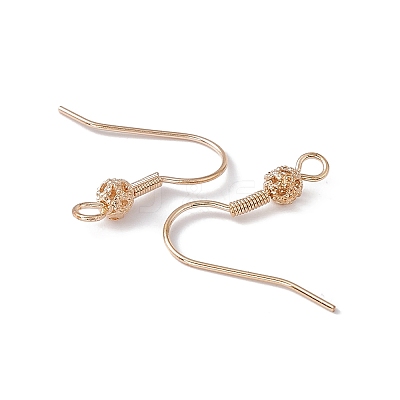 Ion Plating(IP) Brass Round Beaded Earring Hooks KK-G438-01G-1