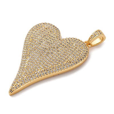Brass Micro Pave Clear Cubic Zirconia Pendants KK-U076-17G-1