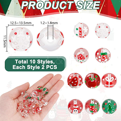 20Pcs 10 Styles Christmas Theme Handmade Lampwork Beads LAMP-PH0001-39-1