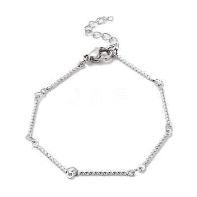 Non-Tarnish 304 Stainless Steel Twist Bar Link Chain Bracelet BJEW-K226-04P-1