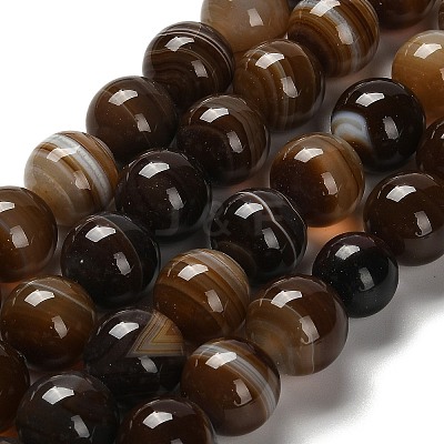 Dyed Natural Banded Agate Beads Strands G-G175-A08-01-1