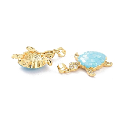 Real 18K Gold Plated Brass Micro Pave Clear Cubic Zirconia Pendants KK-D004-05G-B-1