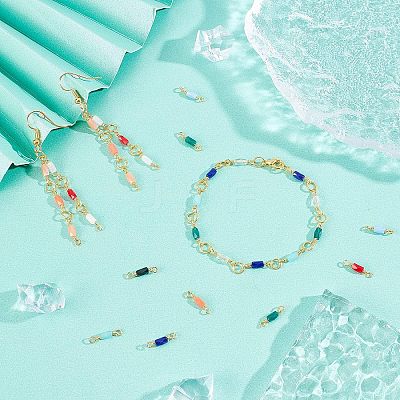 40pcs 10 colors Electroplated Glass Links Connectors KK-FH0003-10-1