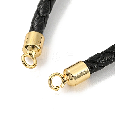 Leather Braided Cord Link Bracelets MAK-K022-01G-12-1