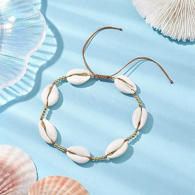 Shell Beads Anklets for Women AJEW-AN00593-1