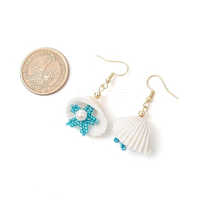Shell Shape 304 Stainless Steel Dangle Earrings EJEW-MZ00376-1