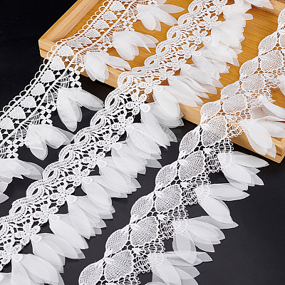 3 Yards 3 Styles Polyester Embroidery Flower Lace Trim OCOR-GA0002-05-1