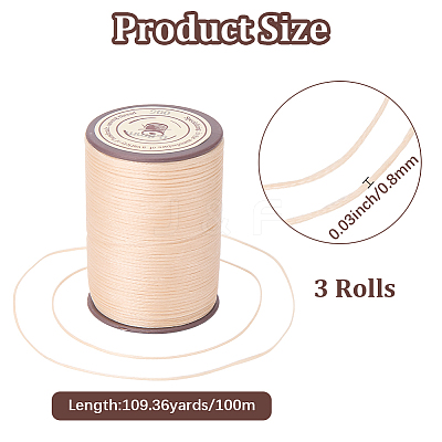 3 Rolls Flat Waxed Polyester Thread String YC-CL0001-02A-1