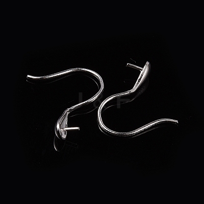 Anti-Tarnish Rhodium Plated Sterling Silver Earring Hooks X-STER-E041-14P-1