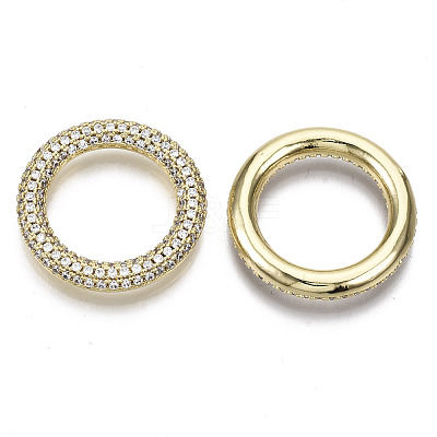 Brass Micro Pave Cubic Zirconia Linking Rings ZIRC-T013-17G-NF-1