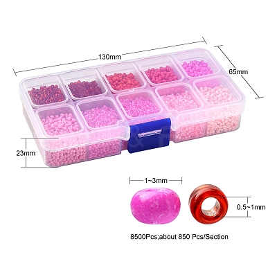 8500Pcs 10 Style Glass Seed Beads SEED-YW0001-80A-1