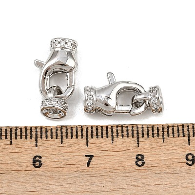 Brass Micro Pave Clear Cubic Zirconia Cord Ends KK-C136-01P-1