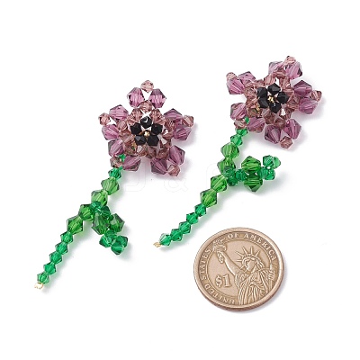 Imitation Austrian Crystal Flower of Life Dangle Stud Earrings X1-EJEW-TA00029-03-1