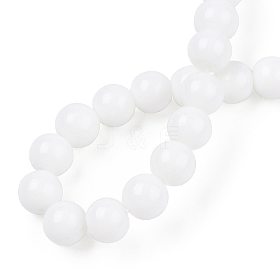 Opaque Solid Color Glass Beads Strands X-GLAA-T032-P8mm-02-1