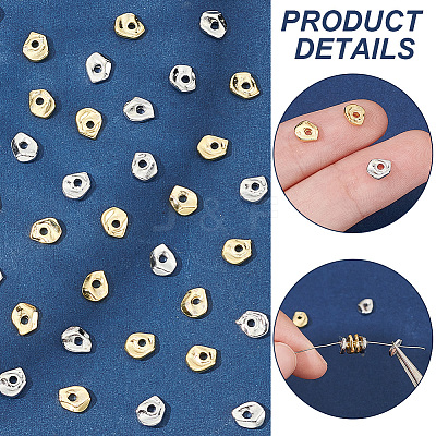 40Pcs 2 Colors Brass Spacer Beads KK-BC0012-75-1