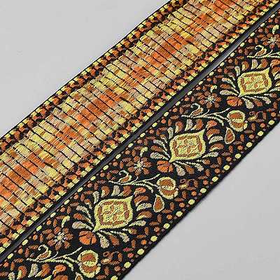 Ethnic Style Floral Pattern Embroidery Polyester Ribbons OCOR-XCP0003-16D-1
