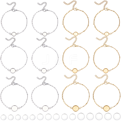 12Pcs 6 Styles 304 Stainless Steel Paperclip Chain Satellite Chain Bracelet Making BJEW-SP0001-28-1