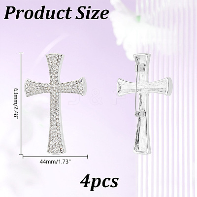 4Pcs Cross Rhinestone Lapel Pins JEWB-HY0001-50S-1