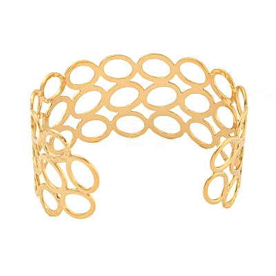 Ion Plating(IP) 304 Stainless Steel Hollow Open Cuff Bangles BJEW-S151-04G-1