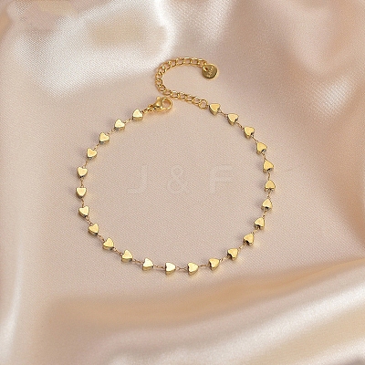 304 Stainless Steel Heart Link Chain Anklets for Women FS-WG55343-01-1