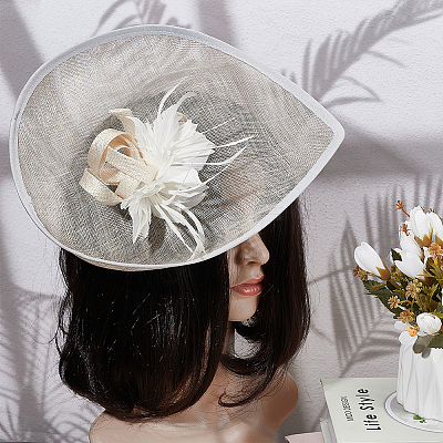 Linen Mini Hat Fascinator Base AJEW-WH0561-32D-1