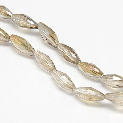Electroplate Crystal Glass Rice Beads Strands EGLA-F042-A11-1