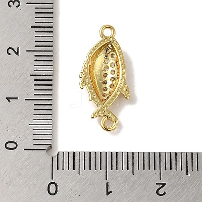 Rack Plating Brass Micro Pave Cubic Zirconia Connector Charms KK-P267-24G-1