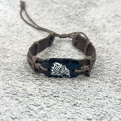 Cowhide & Cotton Cord Braided Bracelets FS-WGE8FD1-02-1