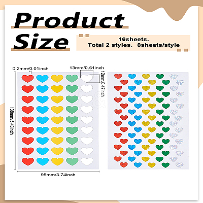 16 Sheets 2 Styles Heart Paper Self-Adhesive Stickers DIY-LP0006-25-1