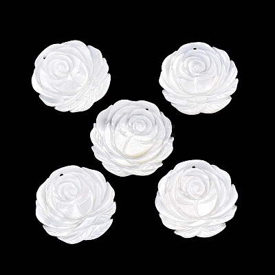 Natural White Shell Carved Pendants SSHEL-B006-02-1