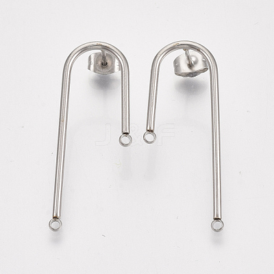 Left and Right Non-Tarnish 304 Stainless Steel Stud Earring Findings STAS-S079-143A-1