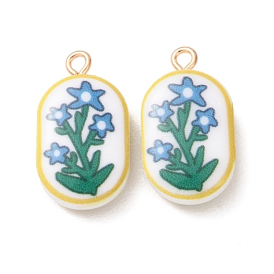 Printed Alloy with Acrylic Pendants AL-CBAE25B-04F-G-1