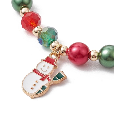 Alloy Enamel Santa Claus Christmas Tree Charm Bracelets BJEW-TA00465-1
