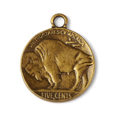 Tibetan Style Alloy Coin Pendants TIBEP-GC001-AB-NR-1