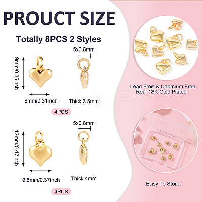 8Pcs 2 Styles Brass Pendants KK-TA0001-62-1