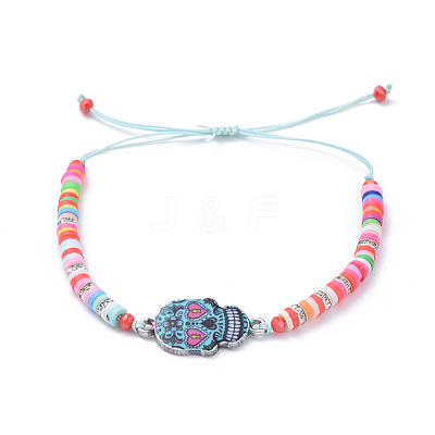 Adjustable Nylon Thread Braided Bead Bracelets BJEW-JB05192-M-1