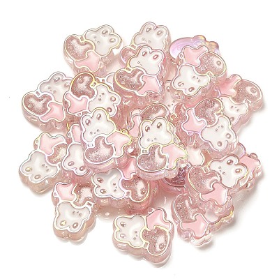 UV Plating Rainbow Iridescent Acrylic Enamel Beads OACR-G012-07A-1