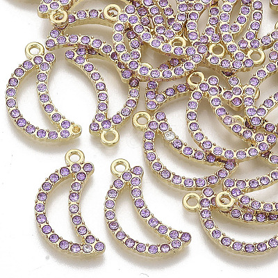 Light Gold Plated Alloy Rhinestone Pendants X-PALLOY-S132-067-1