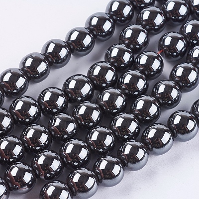 Non-Magnetic Synthetic Hematite Beads Strands G-H1624-10mm-3-1