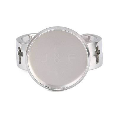 Hollow Cross 304 Stainless Steel Cuff Ring Components SA-CBA098D-02P-D-1