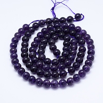 Natural Amethyst Round Bead Strands G-M212-10mm-01C-1