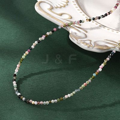 Natural Multicolor Tourmaline Beaded Necklaces NJEW-JN02492-08-1