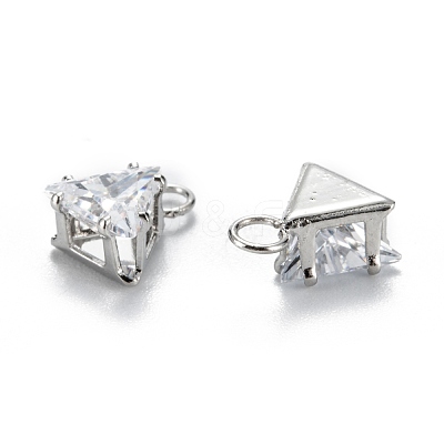 Brass Clear Cubic Zirconia Charms ZIRC-G170-15P-1