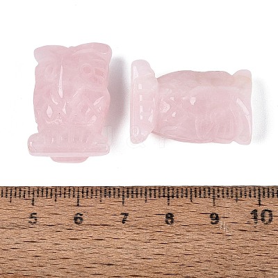 Natural Rose Quartz Owl Figurine DJEW-N005-05E-1