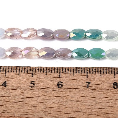 Electroplate Imitation Jade & Opaque & Transparent Glass Beads Strands EGLA-Q135-4x6MM-01D-1