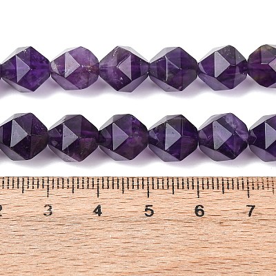 Faceted Natural Amethyst Beads Strands G-K066-09-10mm-1