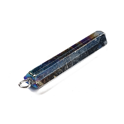 Electroplated Natural Quartz Pendants G-P315-B01-06P-1