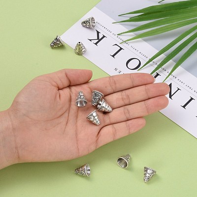 Tibetan Style Cone Alloy Bead Caps X-PALLOY-I112-09AS-1