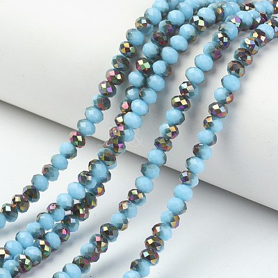 Electroplate Opaque Glass Beads Strands EGLA-A034-P8mm-R18-1